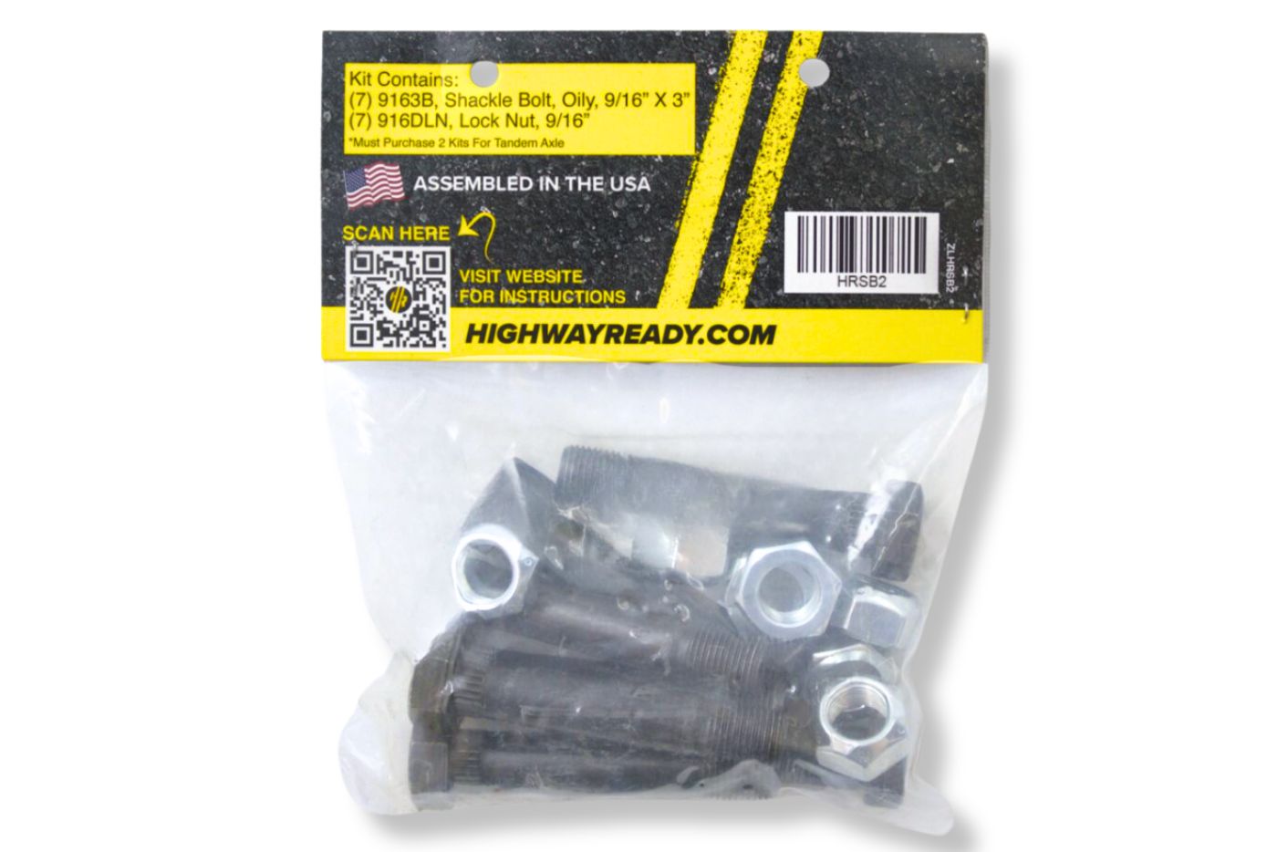 HRSB2 | Highway Ready Shackle Bolt Kit Includes (7) 166081, Tandem (Requires 2 Kits), Double Eye