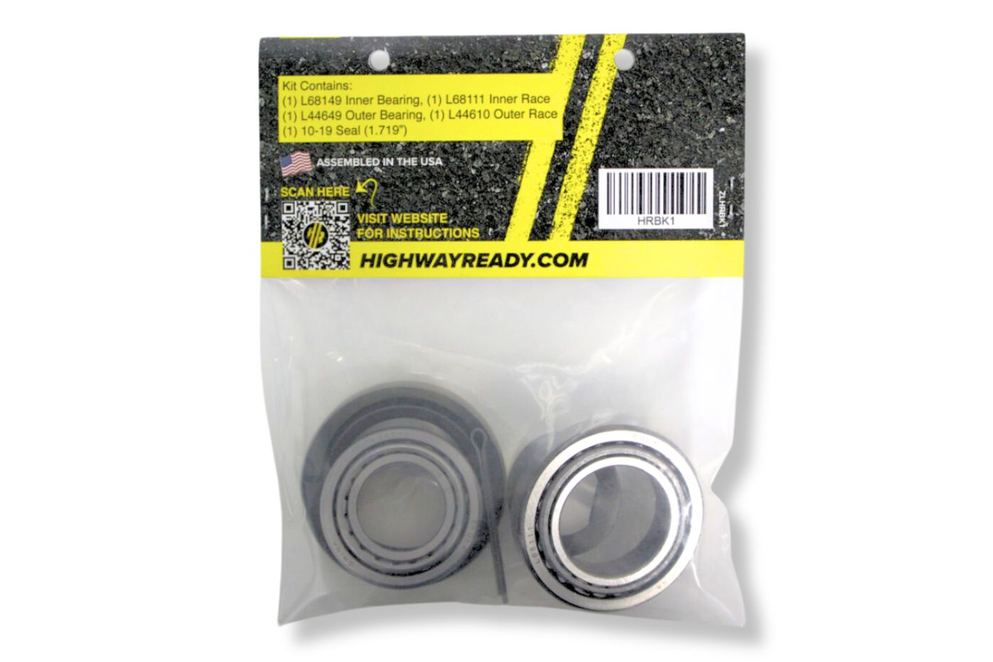 HRBK1 | Highway Ready 3.5K Bearing/Race/Seal Kit, 1 Wheel, Includes Inner Bearing/Race (1) L68149 (1) L68111 and Outer Bearing/Race (1) L44649 (1) L44610, (1) 010-019-00 Seal, (1) 165649 (1) 005-101-00