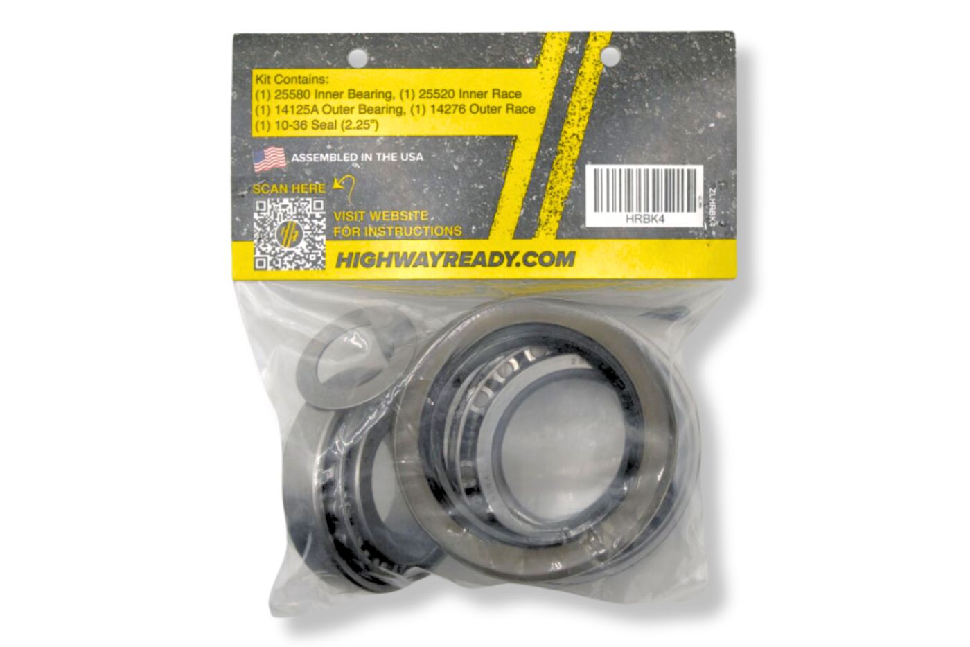 HRBK4 | Highway Ready 7K Bearing/Race/Seal Kit, 1 Wheel, Includes Inner Bearing/Race (1) 25580 (1) 25520 and Outer Bearing/Race (1) 14125A (1) 14276 (1) 010-036-00 Seal(1) 165649 (1) 005-101-00