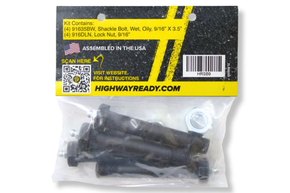 HRSB9 | Highway Ready Wet Shackle Bolt Kit Includes (6) 4113-7W, Single Axle OR Triple Axle (Requires 3 Kits), Double Eye