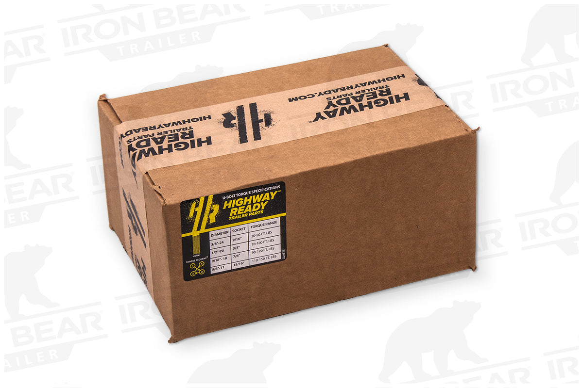 UBK3X175LB.5 | U-Bolt Kit Zinc Plated, 3” Round Tube Axle, 3.5K/4.4K, 1/2-20” Diameter X 7” Inside Length X 3” Inside Width, Fits 6-8 Leaf 1.75” Wide Springs, Box
