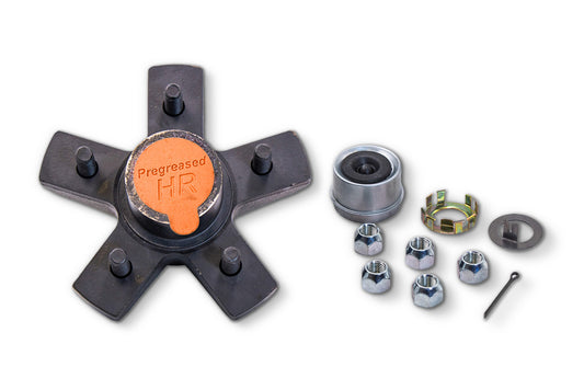 HR84550-PPT | Highway Ready Prepacked, Boxed Hub, 3.5K, 550, Includes Pregreased, Timken, Bearings, Races, Seal, EZ Lube Dust Cap, Tang Washer, Cotter Pin  Lug Nuts