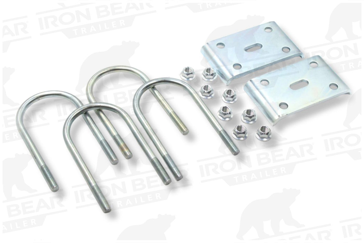 UBK-4X2 | U-Bolt Kit Zinc Plated, 4” Round Tube Axle, 5/8” Diameter X 4” Inside Length X 8.5” Inside Width, Box