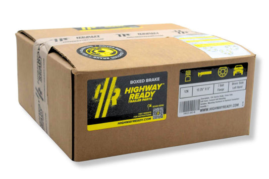 HR23-442-B | Highway Ready Boxed Electric Brake, Driver Side, LH, 12K, 16K Self Adjust, Import With Mounting Hardware and Dust Shield