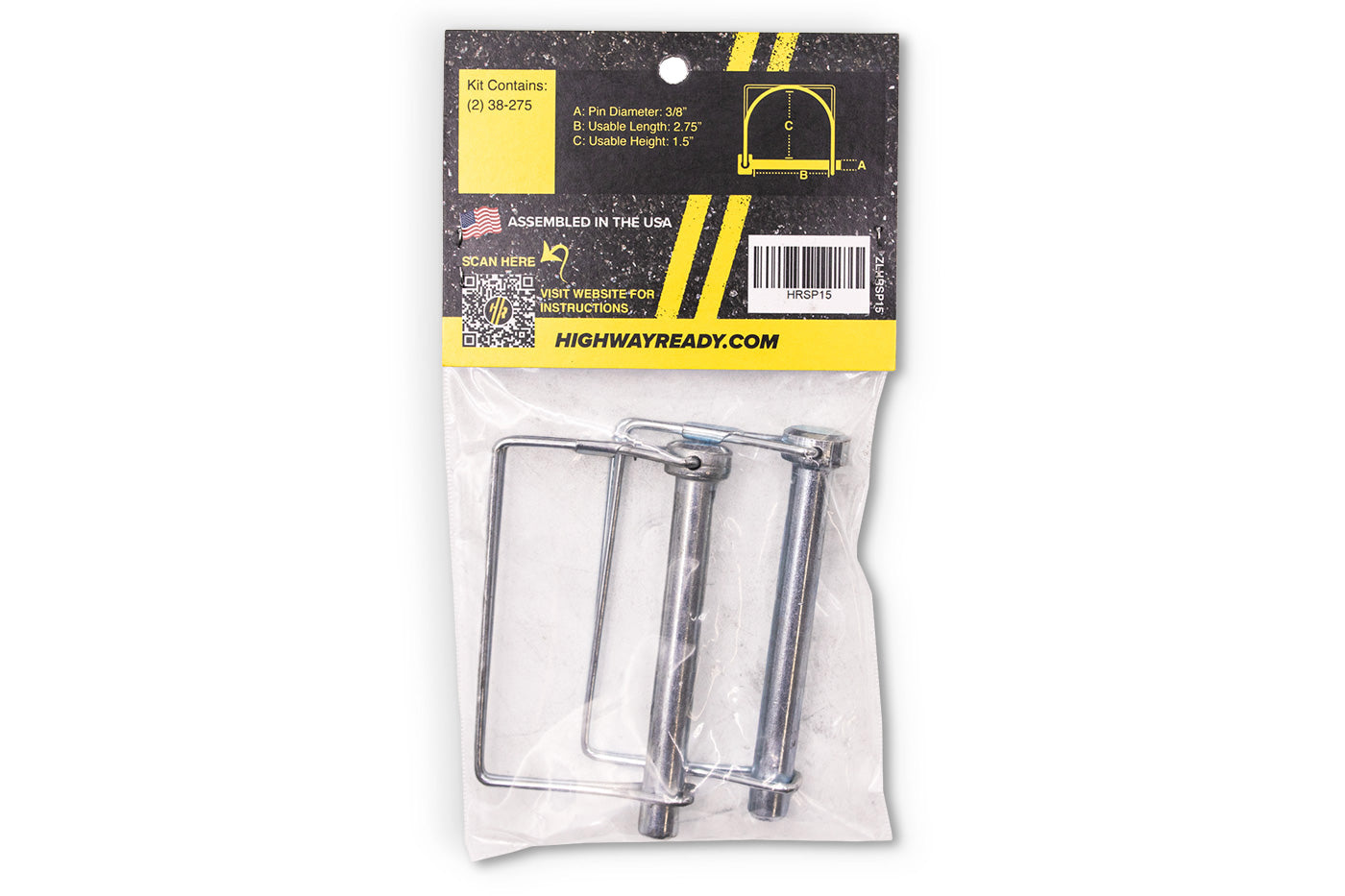 HRSP15 | Highway Ready Snapper Pin, 3/8" X 2.75", Includes (2) 38-275