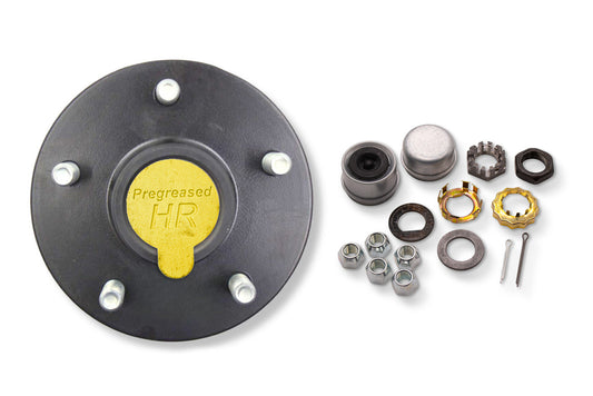 HR845475-PP | Highway Ready Prepacked, Boxed Hub, 3.5K, 5475, Import, Includes Pregreased Bearings, Races, Seal, EZ Lube Dust Cap, Tang Washer, Cotter Pin  Lug Nuts