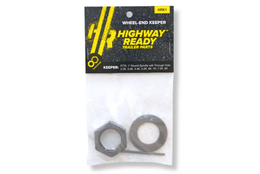 HRK1 | Highway Ready Wheel Keeper Kit Includes, (1) Castle Nut, (1) Round Spindle Washer, (1) Round Spindle Washer-LCI (1) Cotter Pin, Fits Some 2.2K, 3.5K, 4.4K, 5.2K, 6K, 7K, 7.2K, 8K, Axles With 1" Round Spindle With Through Hole
