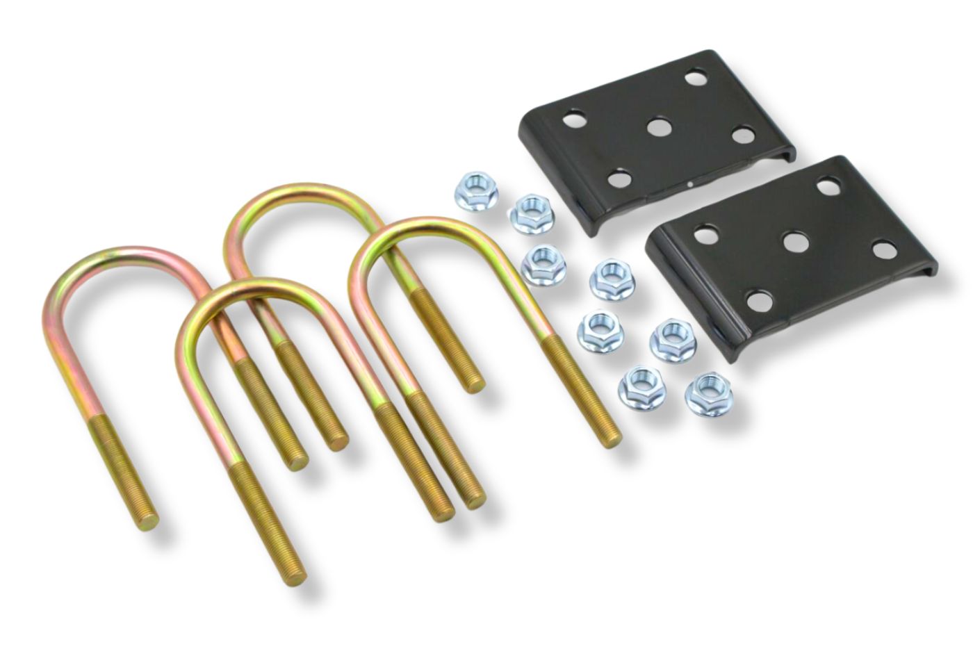 UBK-3X1.75LB | U-Bolt Kit Zinc Plated, 3” Round Tube Axle, Zinc Plated, 9/16-18” Diameter X 8” Inside Length X 3” Inside Width, Fits 6-8 Leaf 1.75” Wide Springs, Box