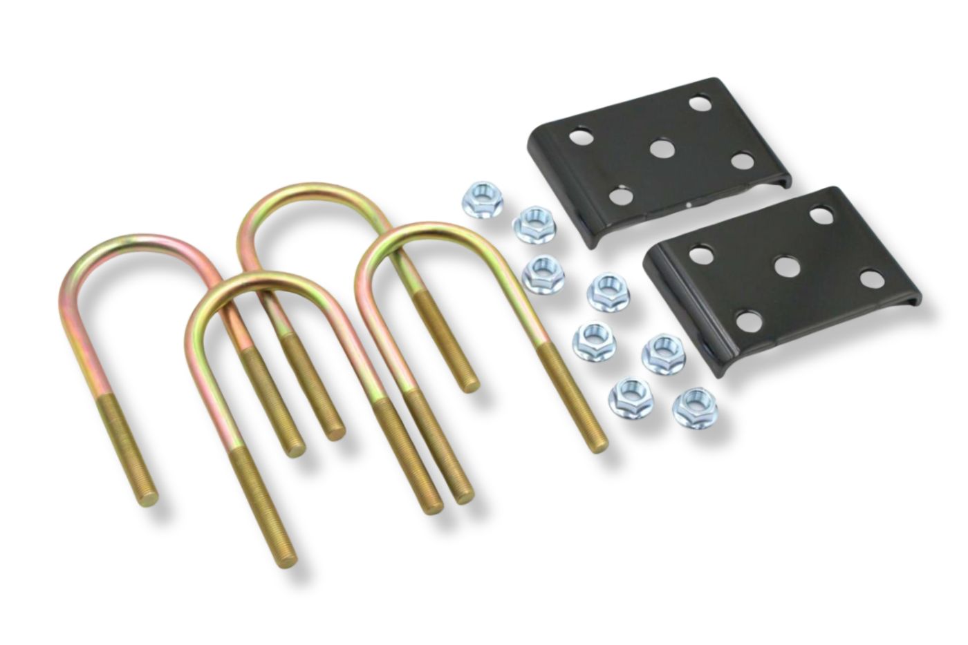 UBK-3X1.75L | U-Bolt Kit Zinc Plated, Round Tube Axle, Zinc Plated, 9/16-18 Diameter X 8 Inside Length X 3 Inside Width, Fits 6-8 Leaf 1.75 Wide Springs, Bag