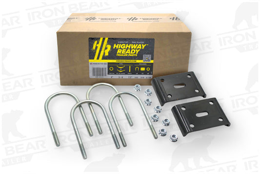 UBK-4X2.5 | U-Bolt Kit Zinc Plated, 4” Round Tube Axle, 2.5" Slipper Spring, 5/8” Diameter X 4” Inside Length X 8.5” Inside Width, Box