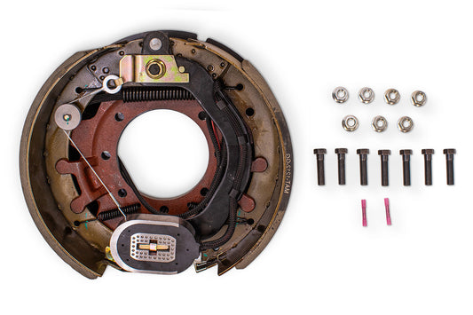 HR23-446-B | Highway Ready Boxed Electric Brake, Driver Side, LH, 16K Self Adjust, Import With Mounting Hardware and Dust Shield