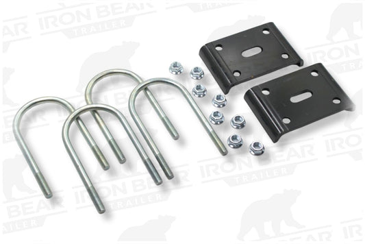 UBK-4X2.5 | U-Bolt Kit Zinc Plated, 4” Round Tube Axle, 2.5" Slipper Spring, 5/8” Diameter X 4” Inside Length X 8.5” Inside Width, Box