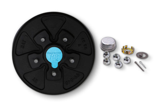 HR84546-PPM | Highway Ready Prepacked, Boxed Drum, Marine Grease, 3.5K, 545, Import, Includes Pregreased Bearings, Races, Seal, EZ Lube Dust Cap, Tang Washer, Cotter Pin  Lug Nuts