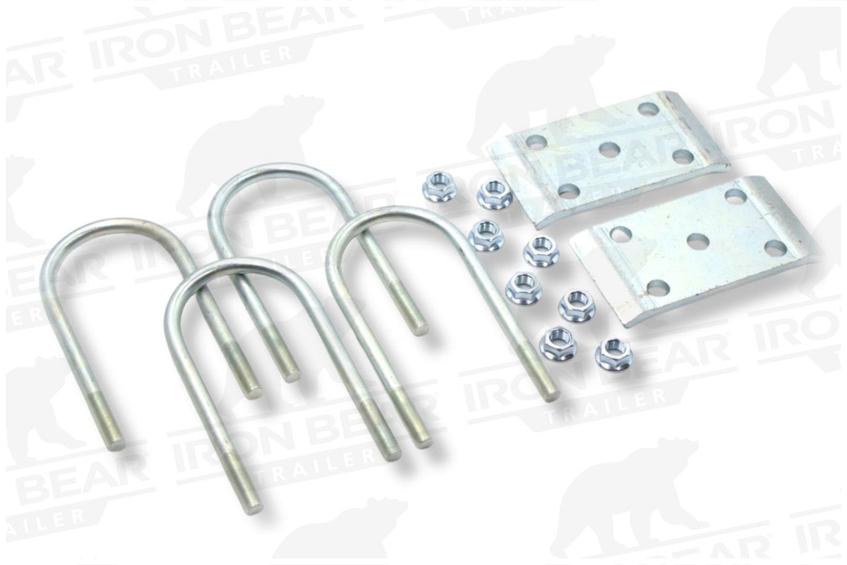 UBK-35X1.75 | U-Bolt Kit Zinc Plated, Round Tube Axle, 9/16" Diameter X 3.5" Inside Length X 8" Inside Width, For 1.75" Wide Spring, Box