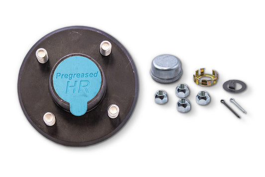 HRBT9-440-PPM | Highway Ready Prepacked Boxed Hub, Marine Grease, 2K, 440, Import, Includes Pregreased Bearings, Races, Seal, Solid Dust Cap, Tang Washer, Cotter Pin  Lug Nuts