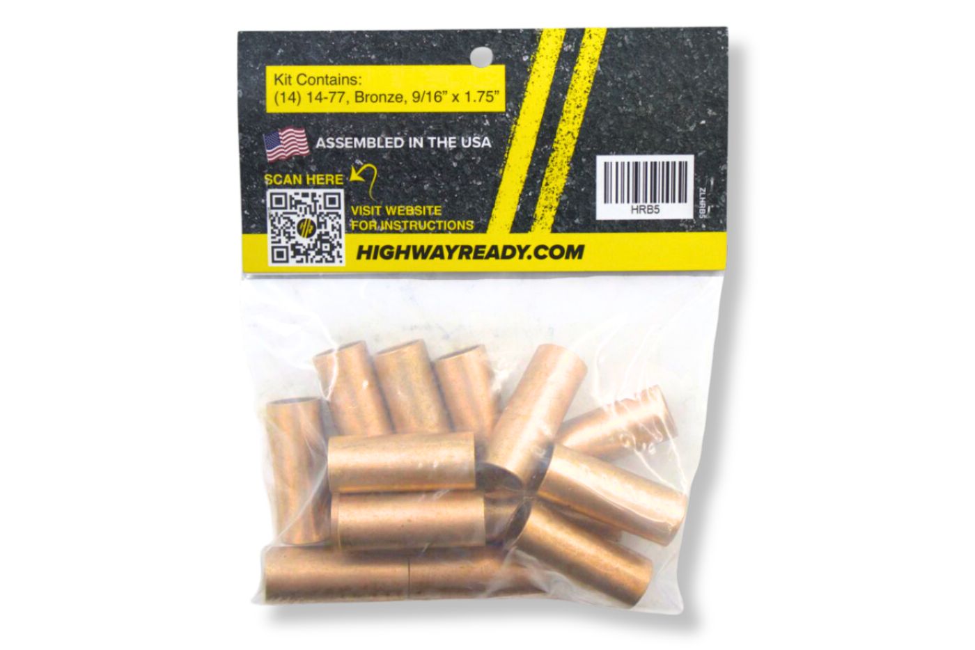 HRB5 | Highway Ready Spring Eye Bronze Bushing Kit, Includes (14) 014-077-00, Tandem, Axle, Double Eye