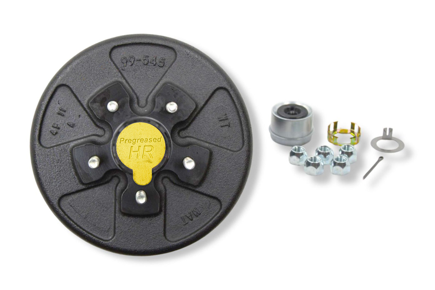 HR84546-PP | Highway Ready Prepacked, Boxed Drum, 3.5K, 545, Import, Includes Pregreased Bearings, Races, Seal, EZ Lube Dust Cap, Tang Washer, Cotter Pin  Lug Nuts