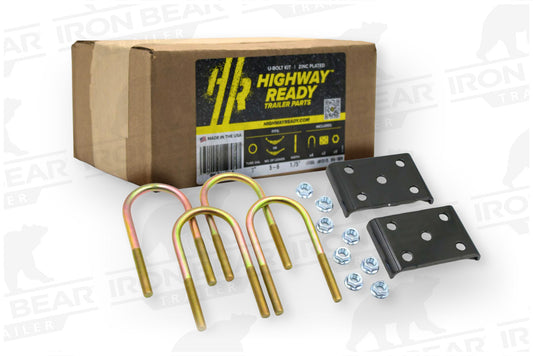 UBK-3X1.75LB | U-Bolt Kit Zinc Plated, 3” Round Tube Axle, Zinc Plated, 9/16-18” Diameter X 8” Inside Length X 3” Inside Width, Fits 6-8 Leaf 1.75” Wide Springs, Box