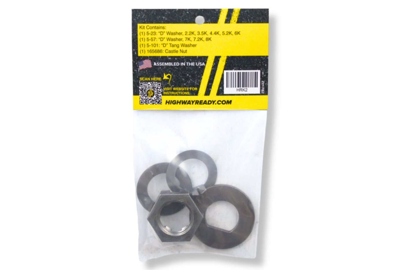 HRK2 | Highway Ready Wheel Keeper Kit Uses (1) D-Washer 5/8"ID Or (1) D-Washer 1" ID, Includes (1) D Tang Washer, (1)Cotter Pin, 2.2K,3.5K,4.4K,5.2K,6K,7K,7.2K,8K, Axle, 1"D Style Tang Washer