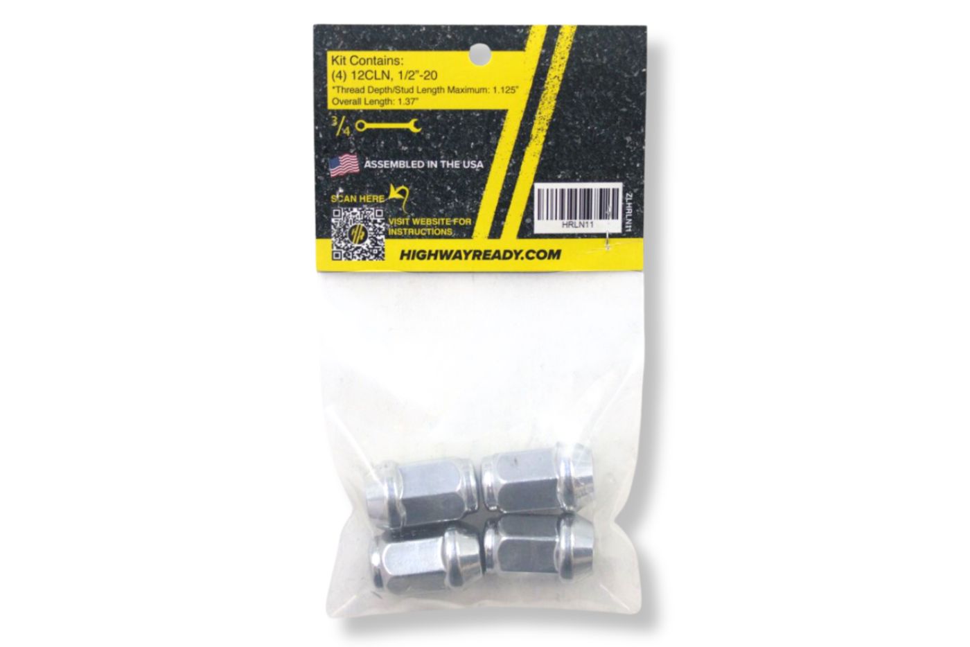 HRLN11 | Highway Ready Lug Nut Kit, 1/2"-20 Bulge Nuts, Includes (4) 12CLN, Fits 1/2"-20 Studs