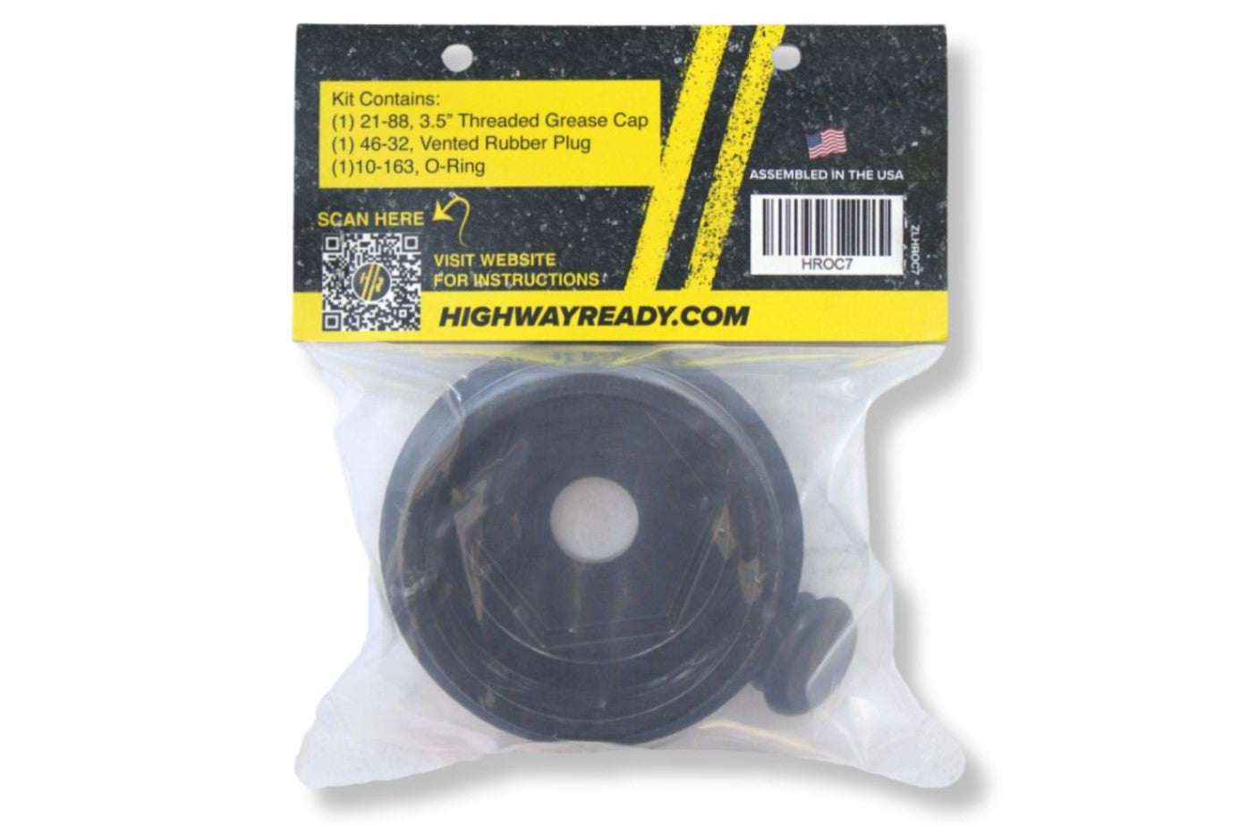 HROC7 | Highway Ready Grease Cap Kit, Includes (1) 021-088-00 Cap, (1) 046-032-00 Plug, (1) 010-163-00 O-Ring, Fits 9K-10K