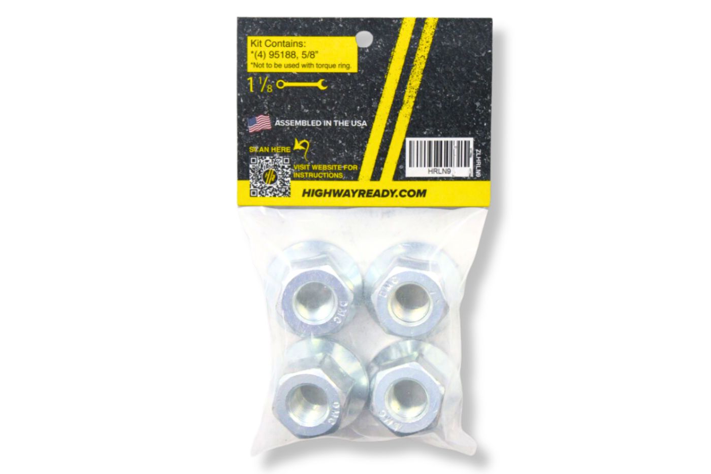 HRLN9 | Highway Ready Lug Nut Kit, 5/8" Flange, Includes (4) 95188, Fits 7K-12K