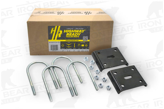 UBK-4X3 | U-Bolt Kit Zinc Plated, 4” Round Tube Axle, 3" Slipper Spring, 5/8” Diameter X 4” Inside Length X 8.5” Inside Width, Box