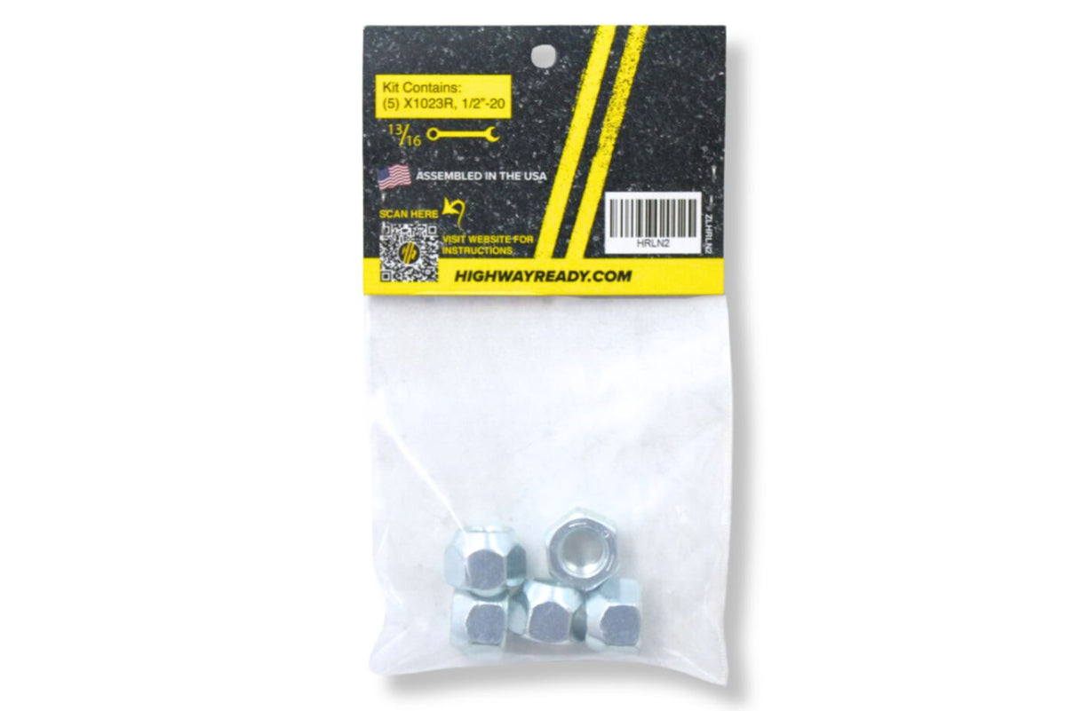 HRLN2 | Highway Ready Lug Nut Kit, Includes (5) 1/2"-20, X1023R, 2.2K and 3.5K Axle