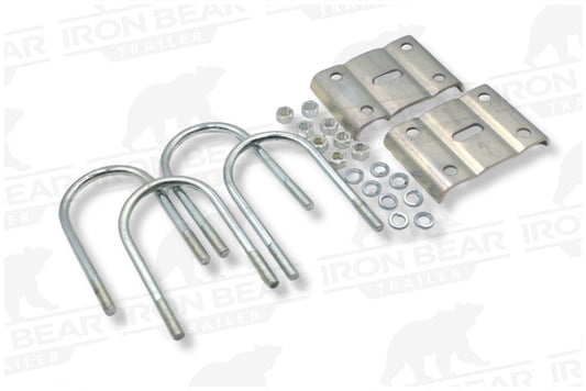 UBK-575 | U-Bolt Kit Zinc Plated, Round Tube Axle, 3/4-10" Diameter X 5" Inside Width X 11” Inside Length, 12K/15K Axle, For 3” Wide Leaf Spring, Box