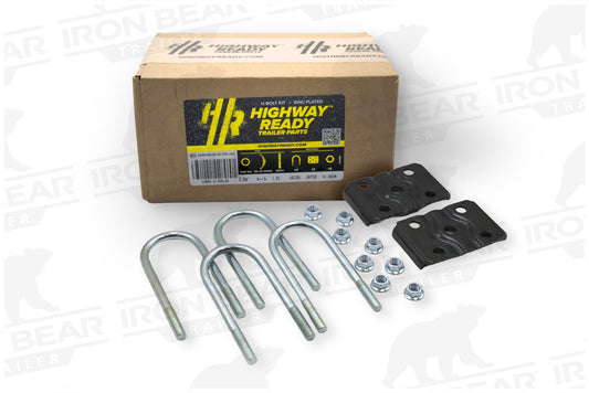 UBK-2.38LB | U-Bolt Kit Zinc Plated, 2 3/8" Round Tube Axle, 1/2-20” Diameter X 2 3/8” Inside Width X 6 1/2” Inside Length, Box