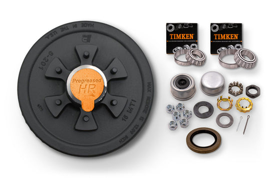 HR42656-PPT | Highway Ready Prepacked, Boxed Drum, 6K, 655, Includes Pregreased, Timken, Bearings, Races, Seal, EZ Lube Dust Cap, Tang Washer, Cotter Pin  Lug Nuts