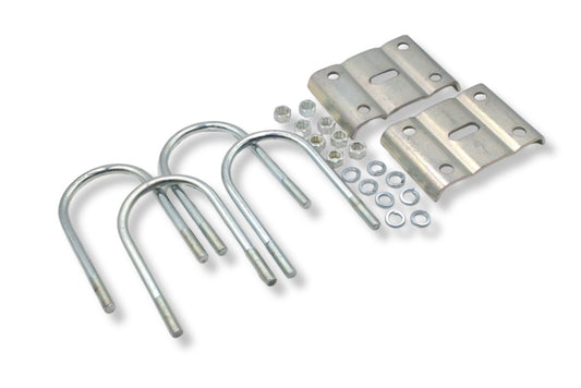UBK-575 | U-Bolt Kit Zinc Plated, Round Tube Axle, 3/4-10" Diameter X 5" Inside Width X 11” Inside Length, 12K/15K Axle, For 3” Wide Leaf Spring, Box