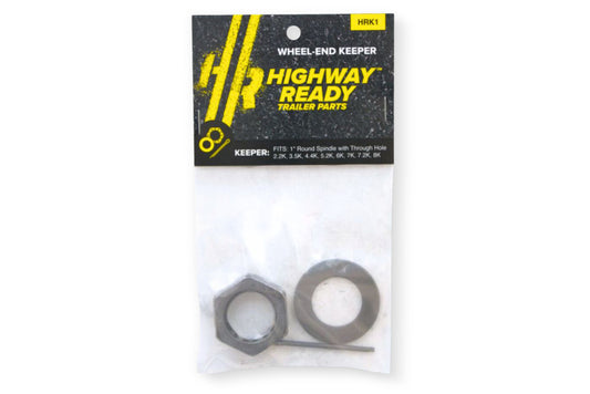 HRK1 | Highway Ready Wheel Keeper Kit Includes, (1) Castle Nut, (1) Round Spindle Washer, (1) Round Spindle Washer-LCI (1) Cotter Pin, Fits Some 2.2K, 3.5K, 4.4K, 5.2K, 6K, 7K, 7.2K, 8K, Axles With 1" Round Spindle With Through Hole