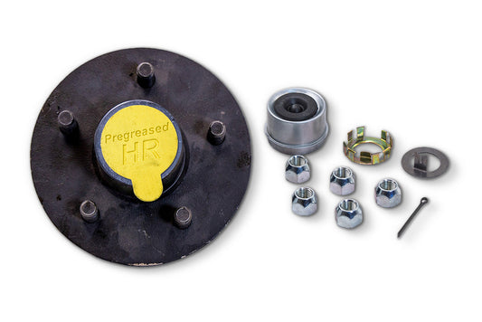 HRBT9-545LF-PPT | Highway Ready Prepacked Boxed Hub, 2K, 545, Includes Pregreased, Timken, Bearings, Races, Seal, EZ Lube Dust Cap, Tang Washer, Cotter Pin  Lug Nuts, Large Flange