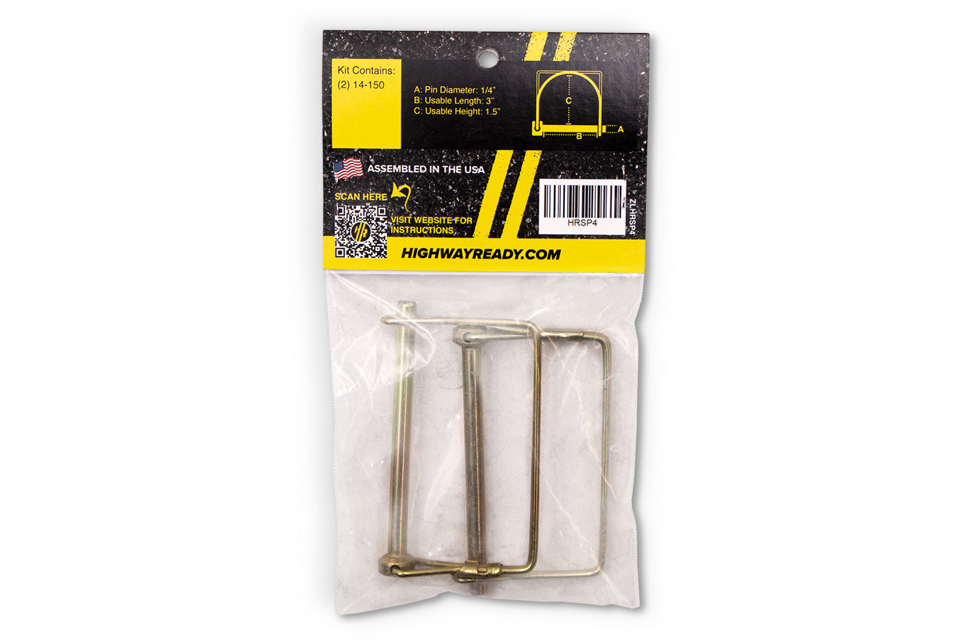 HRSP4 | Highway Ready Snapper Pin, 1/4" X 3", Includes (2) 14-150