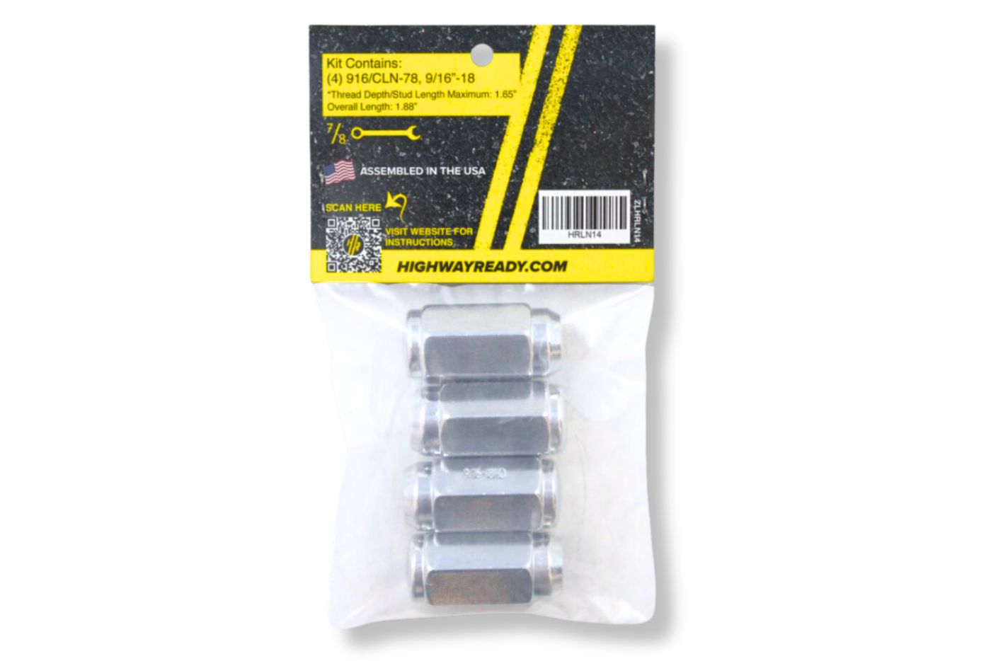 HRLN14 | Highway Ready Lug Nut Kit, 9/16"-18 Bulge Nuts, Includes (4) 9/16/CLN-78, Fits 9/16"-18 Studs