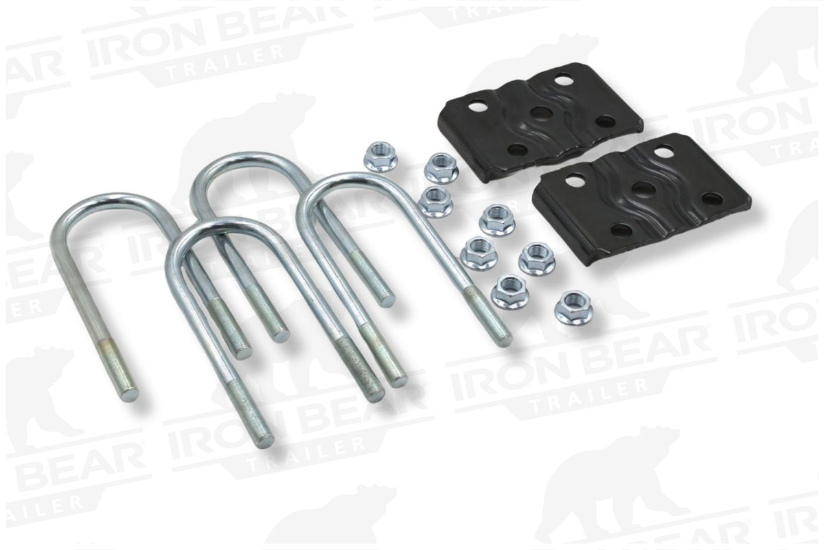 UBK-2.38LB | U-Bolt Kit Zinc Plated, 2 3/8" Round Tube Axle, 1/2-20” Diameter X 2 3/8” Inside Width X 6 1/2” Inside Length, Box