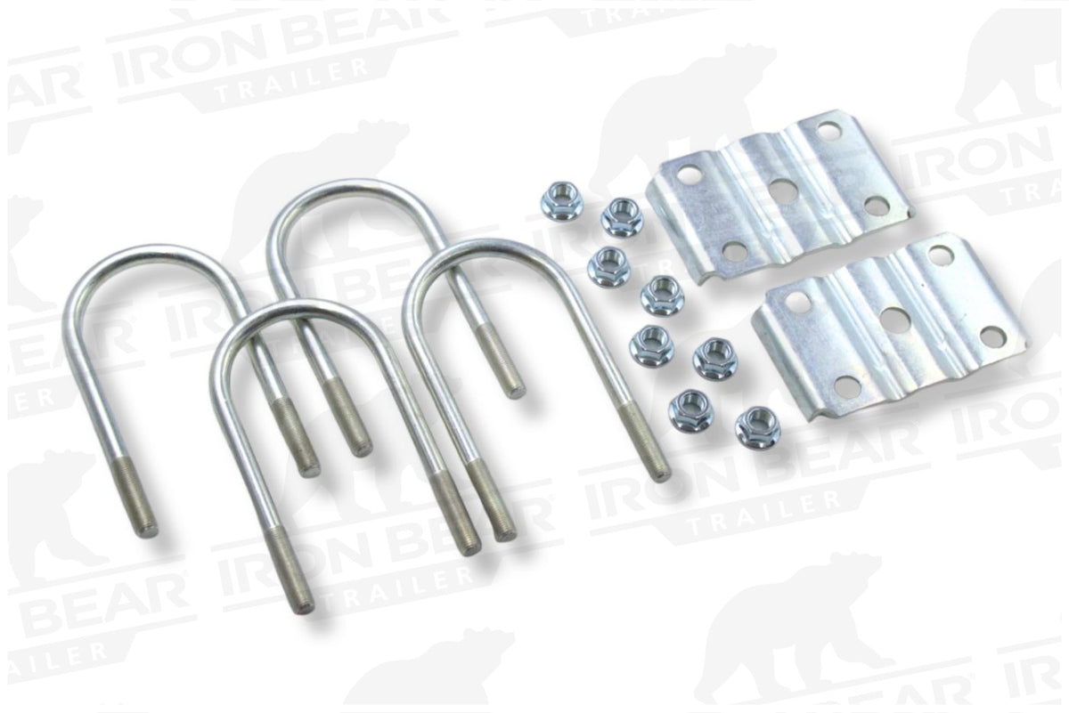 UBK3X175S.5 | U-Bolt Kit Zinc Plated, 3” Round Tube Axle, 3.5K/4.4K ,1/2-20” Diameter X 7” Inside Length X 3” Inside Width, Fits 3-5 Leaf 1.75” Wide Springs, Bag