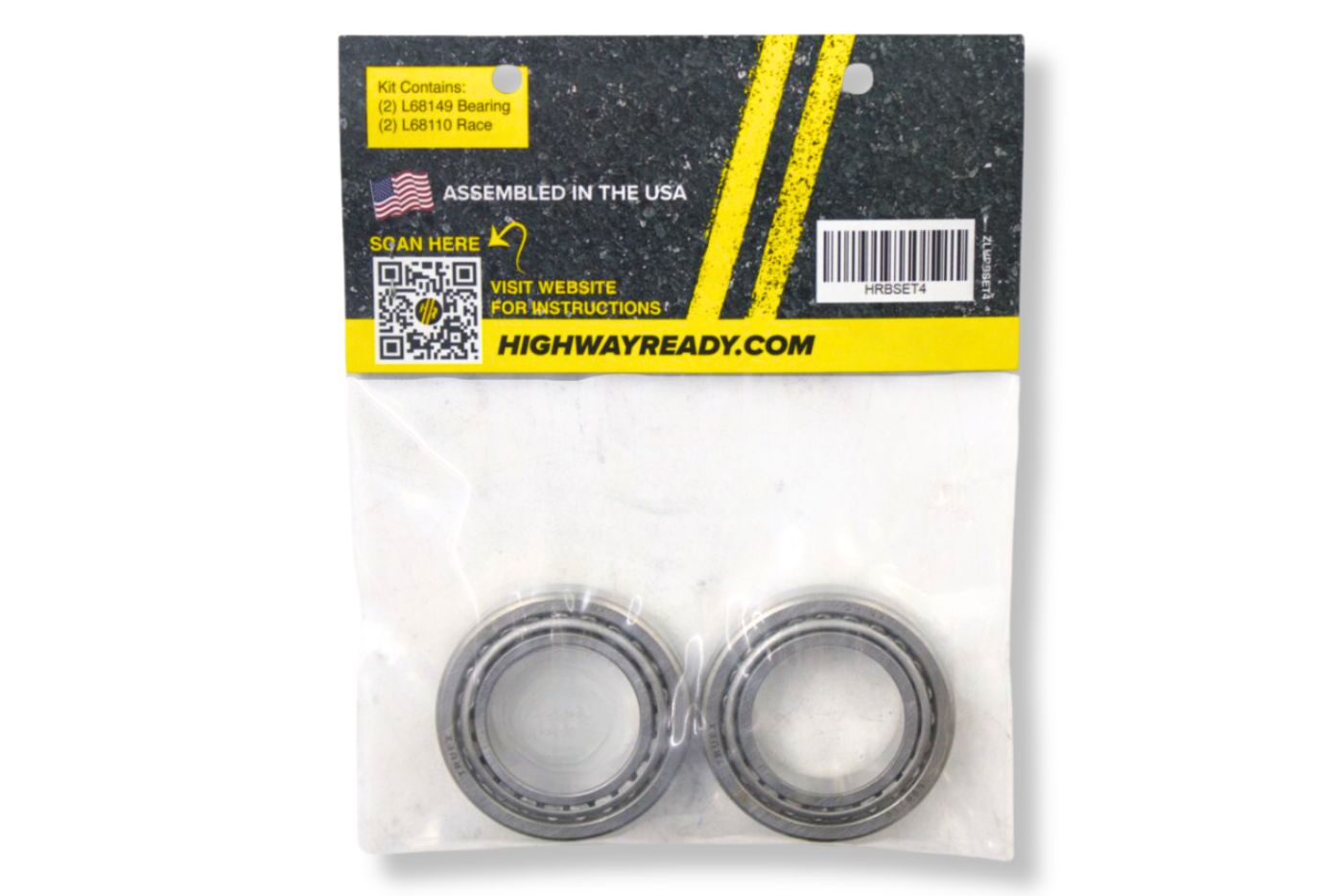 HRBSET4 | Highway Ready L68149/L68110 Inner Bearing/Race Kit, includes (2) L68149 and (2) L68110, 3.7K Marine Axle Inner, 1.378" Spindles