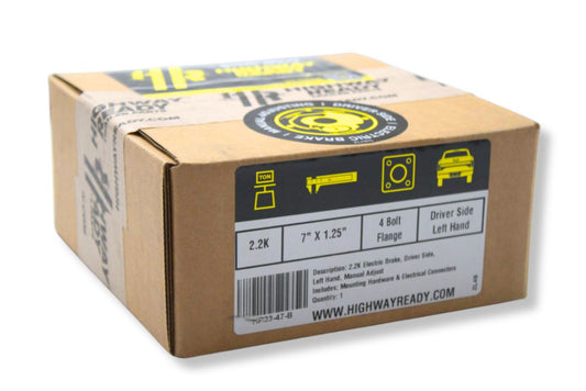 HR23-47-B | Highway Ready Boxed Electric Brake, Driver Side, LH, 2.2K Manual Adjust, Import With Mounting Hardware