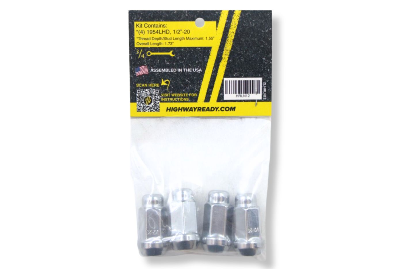 HRLN12 | Highway Ready Lug Nut Kit, 1/2"-20 Bulge Nuts, Includes (4) 1954LHD, Fits 1/2"-20 Studs