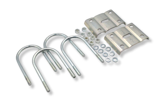 UBK-575 | U-Bolt Kit Zinc Plated, Round Tube Axle, 3/4-10" Diameter X 5" Inside Width X 11” Inside Length, 12K/15K Axle, For 3” Wide Leaf Spring, Box