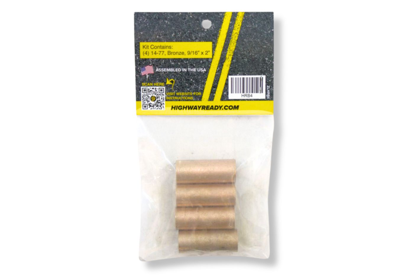 HRB4 | Highway Ready Spring Eye Bronze Bushing Kit, Includes (4) 014-077-00, Single Axle, Double Eye