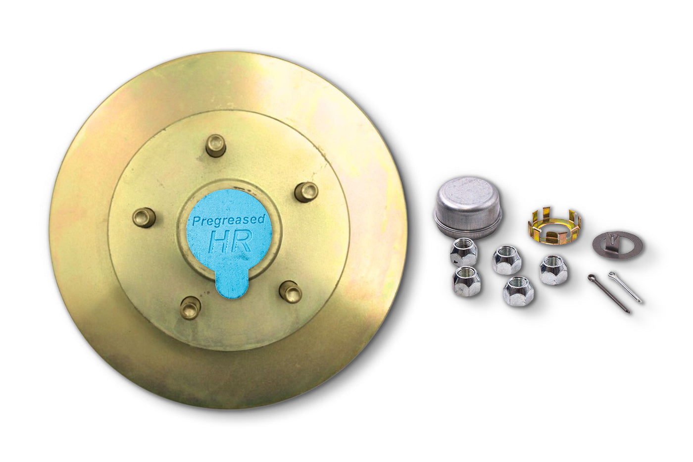 HR41038-PPM | Highway Ready Prepacked, Boxed Rotor, 22.4MM, 3.7K, 5 Lug, 545, 1/2 Stud, Includes Lug Nuts, Bearings, Seal, Dust Cap, Cotter Pin, Nitril Gloves