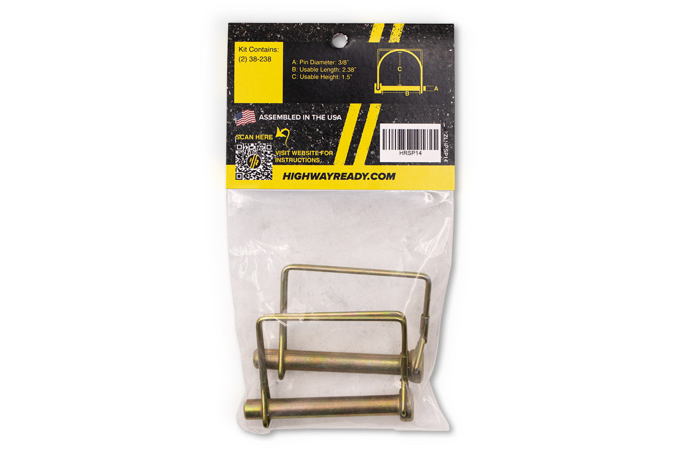 HRSP14 | Highway Ready Snapper Pin, 3/8" X 2.38", Includes (2) 38-238