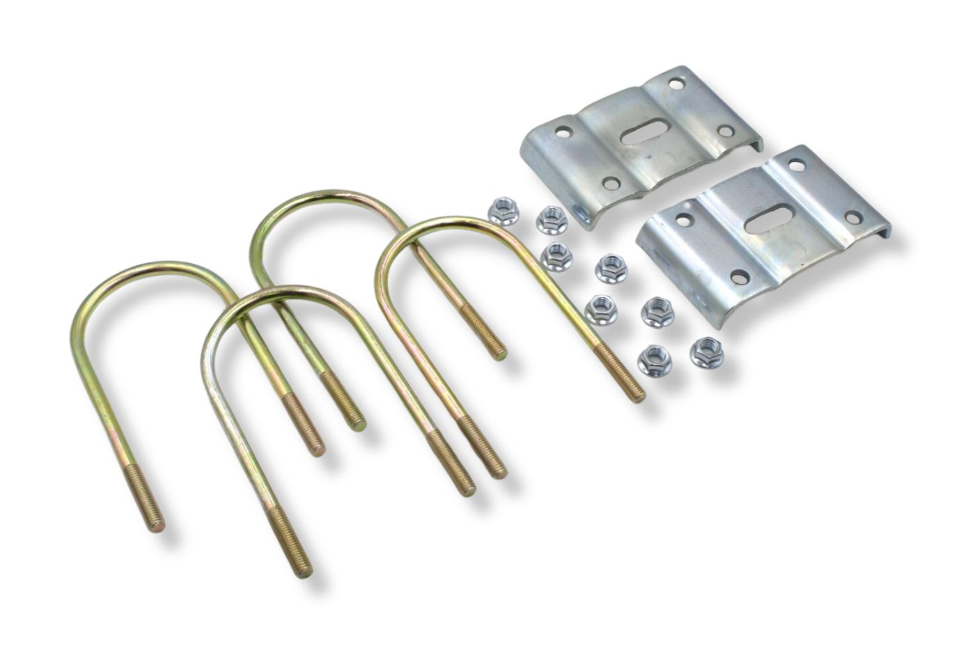 UBK-5X2.5 | U-Bolt Kit Zinc Plated, 5” Round Tube Axle, 5/8-11” Diameter x 5” Inside Width X 10” Inside Length, For 2.5” Wide Leaf Spring, Box