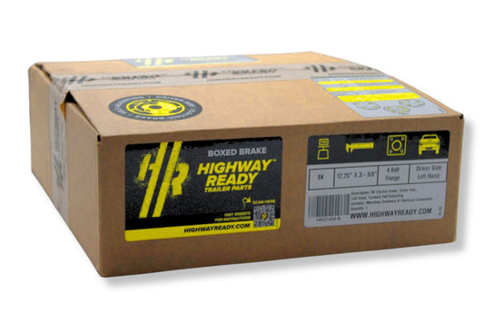 HR23-434-B | Highway Ready Boxed Electric Brake, Driver Side, LH, 8K Self Adjust, Import With Mounting Hardware and Dust Shield