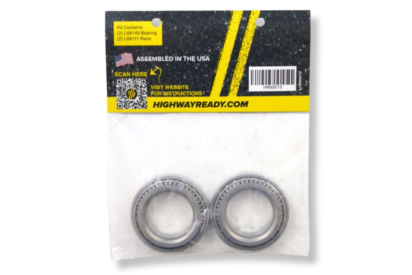 HRBSET3 | Highway Ready L68149/L68111 Bearing/Race Kit, includes (2) L68149 and (2) L68111, 3.5K Inner Bearing and Race, 4.4K Inner and Outer (8-498 Drum) Bearing and Race