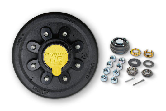 HR42866-9/16HBG-PP | Highway Ready Prepacked, Boxed Drum, 12X2, 8K, Hybrid, 865, 9/16 " Stud, Import, Includes Pregreased Bearings, Races, Seal, Grease Cap, Tang Washer, Cotter Pin  Lug Nuts