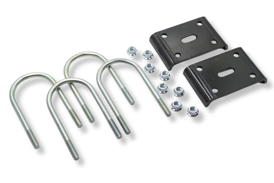 UBK-4X2.5 | U-Bolt Kit Zinc Plated, 4” Round Tube Axle, 2.5" Slipper Spring, 5/8” Diameter X 4” Inside Length X 8.5” Inside Width, Box